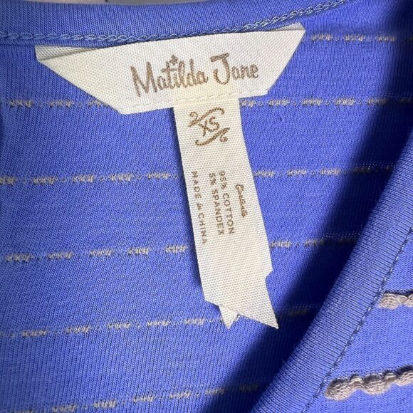 Matilda Jane Exploration Dress, Women's Sz XS, Periwinkle Blue & Gray Stripes - Picture 13 of 15
